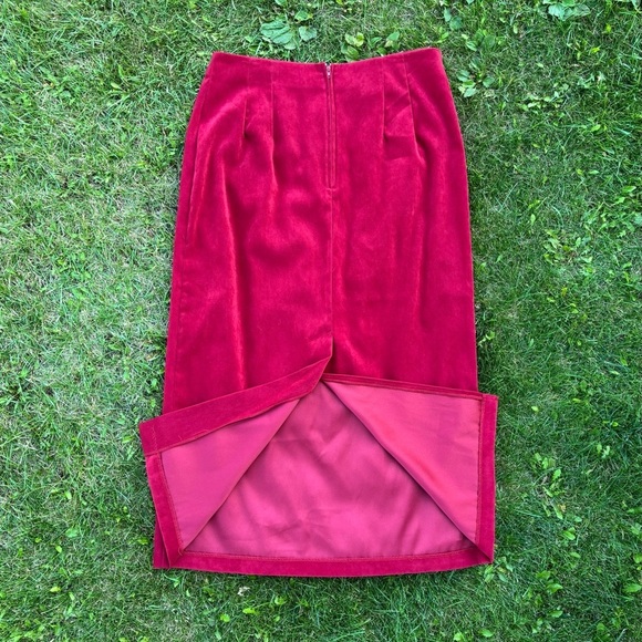 Vtg Briggs New York Long Straight Pencil Skirt 14 Merlot Red Back Slit Made USA - Picture 3 of 7